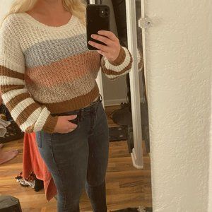 Crochet Sweater with stripes- Size Medium